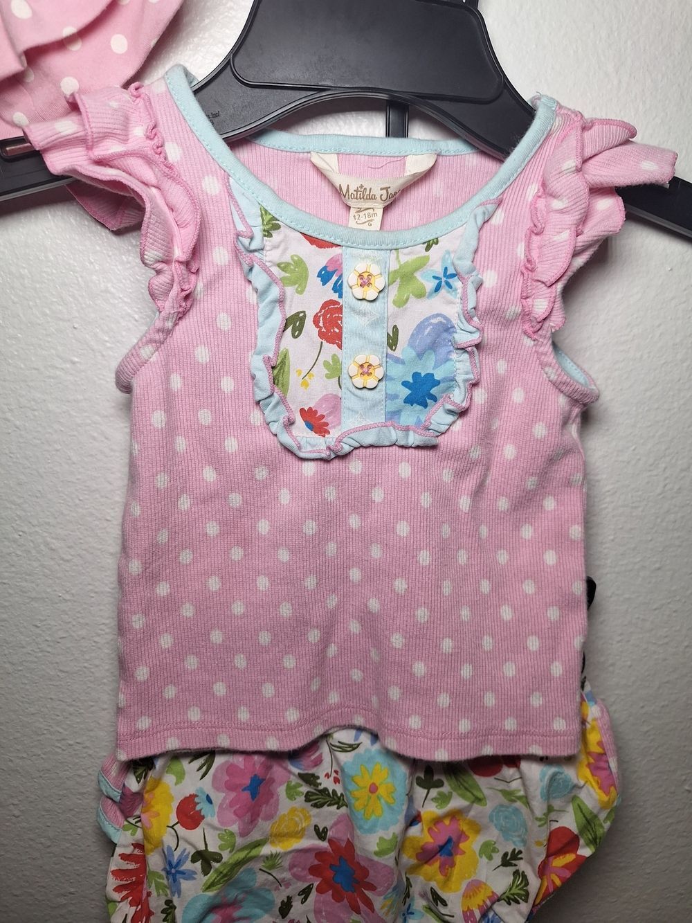 Matilda Jane Pink Polka Dot Romper with Floral Bloomer & Hat - Picture 4 of 11